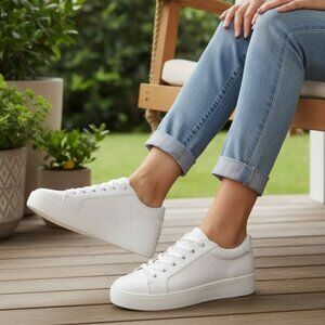 Steve Madden 11 Sneakers Woman Classic Retro Faux Leather Platform Shoes White